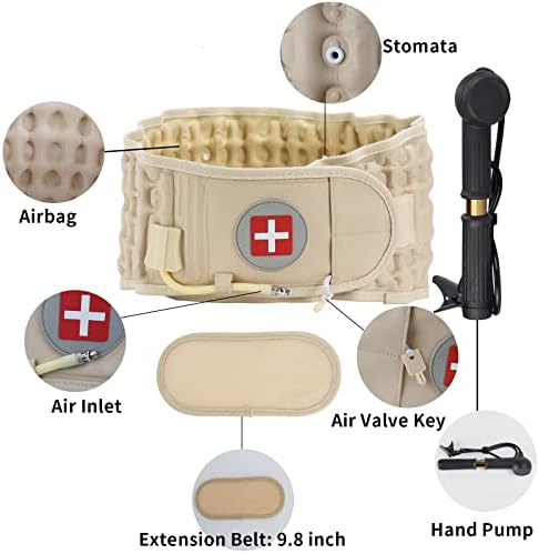 Decompression Back Belt, Inflatable Back Brace for Back Pain,Beige
