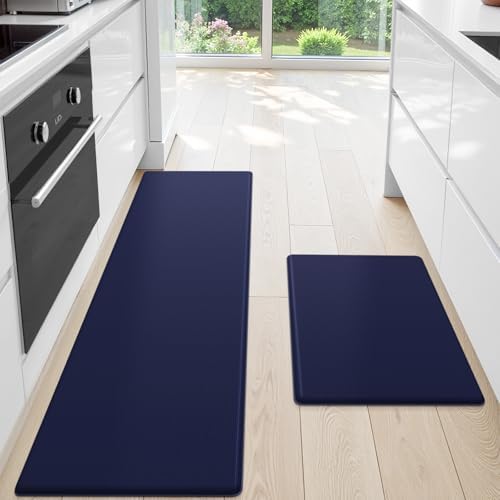 StepLively Kitchen Mat for Floor 2 PCS, Anti Fatigue Rugs, Blue