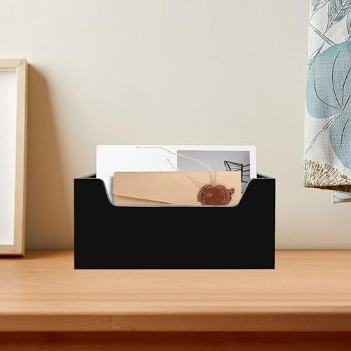 Acrylic Mail Holder Organizer Box for Desk Countertop Wall Mount Black