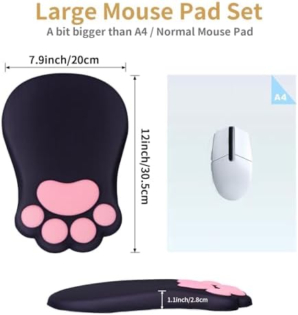 L-SPOUTTO Ergonomic Mouse Pad with Wrist Rest,Black Mouse Pad Wrist Support