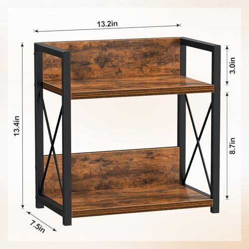 Giikin Kitchen Countertop Organizer, 2 Tier Spice Rack Organizer for Pantry, Kitchen Counter Shelf Wood Coffee Station Organizer (Brown, M)