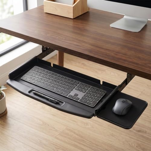 Aptliton Heavy-Duty Slide-Out Under Desk Keyboard Tray, WithMouse Platform