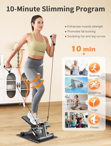 SPORTSROYALS Stair Stepper,Twist/Mini Stepper for Exercise at Home,Step Machine with Resistance Bands for Full Body Workout, 350lbs+ Capacity