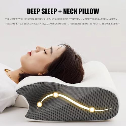 Cervical Pillow, Ergonomic Sleep Pillows, Cervical Neck Traction Pillows, CervicalPillow for Neck Pain Relief, Side Sleeper Pillows with CervicalNeck Support (Gray)