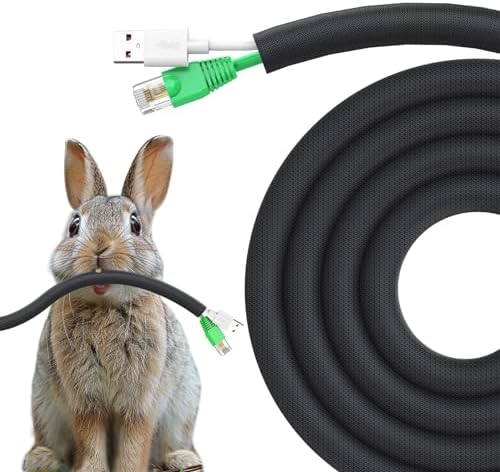 UOMTFAI Dog and Cat Cord Protector 25ft - 3/8inch, Flexible Cable Sleeve for Easy Cord Management, Protects Cables from Pets Chewing, Ideal for USB, Power, Audio and Video Cords - Black