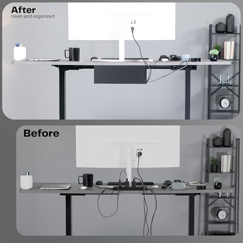 VIVO Black 17 inch Extra Deep Cable Management Tray, DESK-AC16-1C
