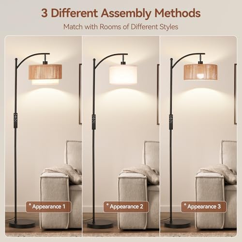 SUNMORY Arc Floor Lamps for Living Room with 12W Remote and Dimmable Bulb