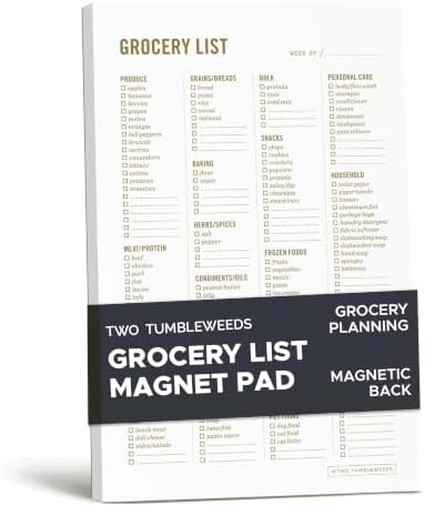 Grocery List Magnet Pad for Fridge - 6 x 9" - Grocery Shopping Checklist Notepad with Categories - 50 Sheets