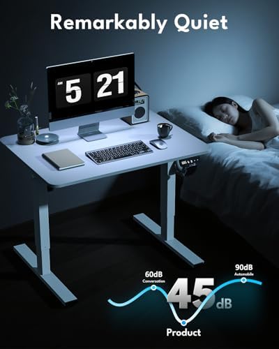 Small Electric Standing Desk, Gaming Desk, 31.5x24 Inch, White