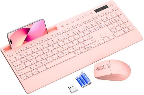 Trueque Wireless Keyboard and Mouse Combo, Full Size with Palm Rest