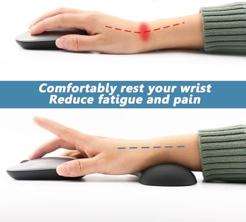 Ergonomic Mouse Wrist Rest Pad, Small Gel Mouse Keyboard Support Cushion Non-Slip Base, for Easy Typing and Wrist Pain Relief Office Computer, Laptop, PC Gaming (Black)