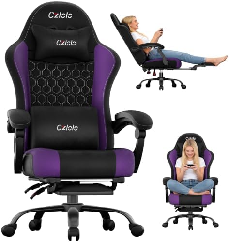 Czlolo Fabric Big and Tall Gaming Chair with Extended Footrest