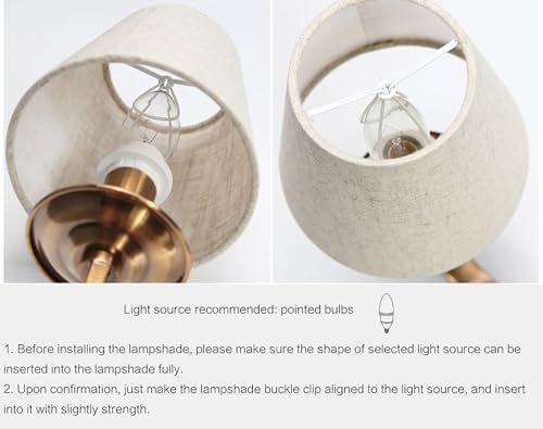 Fuloon Small Lamp Shades Clip on Bulb, Modern European Style Mini Lamp Shades for Chandelier, French Country White Chandelier Lampshades, 3.5x5.1x5.5 in, 6 Pack (Linen Beige)