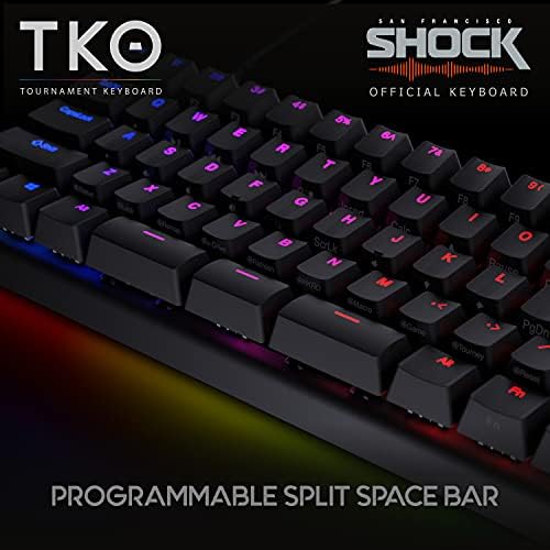 KINESIS Gaming TKO Mechanical Keyboard | Tactile Brown Switches | 60% Layout | Split Spacebar | Hotswap | PBT Keycaps | Aluminum Body | SF Shock Limited Edition Travel Case