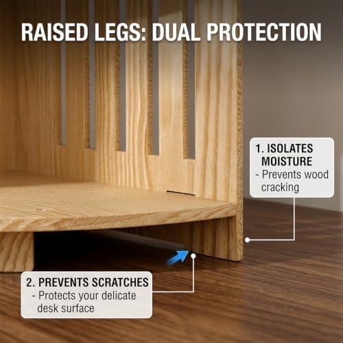 2-Tier Corner Desk Shelf Organizer – Right-Angle Desktop Storage Rack