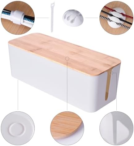 Naeety 2Pack Cable Management Box,Wooden Style Cord Organizer Cord Hide Box