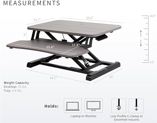 VIVO Dark Gray 26 inch Standing Desk Converter, DESK-V026KG