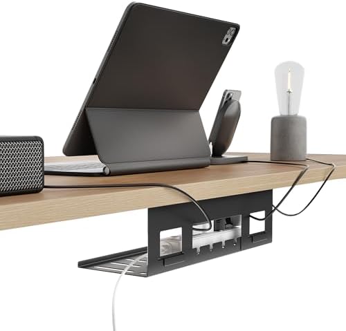 PEGZONE Under Desk Cable Management Tray, 15.7'' Screw-Mount Steel Rack