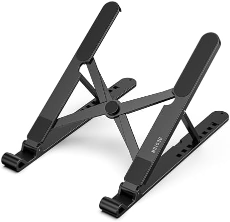 BESIGN LS01 Pro Ergonomic Laptop Stand, Plastic Laptop Riser, Portable and Adjustable Notebook Computer Holder Compatible with 10-14" Laptops (Black)