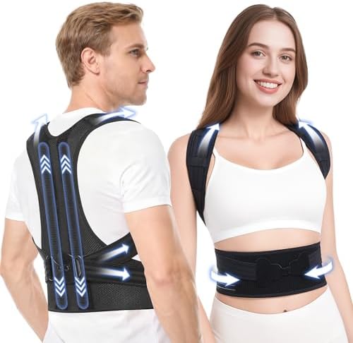 babaka Posture Corrector for Women and Men, Adjustable Full Back Support, Upper and Lower Back Pain Relief, Back Brace, Shoulder Straightener, Scoliosis, Hunchback, Thoracic, Spine Corrector (Medium, Waist: 28''-36'')