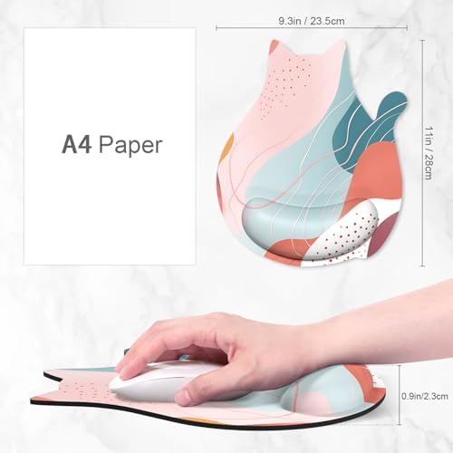 Ergonomic Mouse Pad with Wrist Rest, Cute Cat Memory Foam Padded Pain Relief Non-Slip Wrist Support Mouse Mat for Gaming Work Computer Laptop, Funny Office Supplies Desk Accessory, Abstract