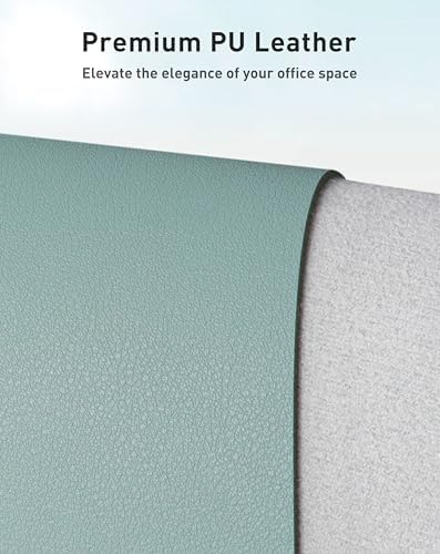 Aothia Faux Leather Desk Mat - Large Mouse Pad, Non-Slip PU Leather Blotter, Waterproof Writing Surface for Office and Home (Light Blue, 63" x 24")