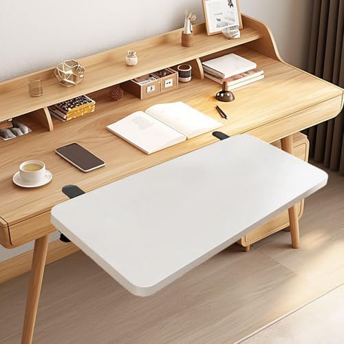 Desk Extension Board Clamp-on Keyboard Tray Portable Ergonomic Arm Rest Expansion Platform for Home Office- White