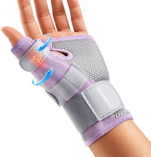 CAMBIVO Thumb Splint & Wrist Brace, Adjustable CMC Joint Pain Relief, Pink