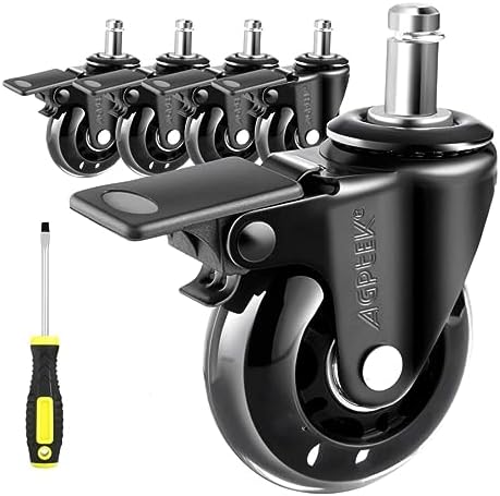 AGPtEK Locking Office Chair Casters with Brake, Heavy Duty, 2.5", Set of 5