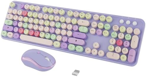 Kootop Wireless Computer Keyboard and Mouse Combo,Colorful Purple
