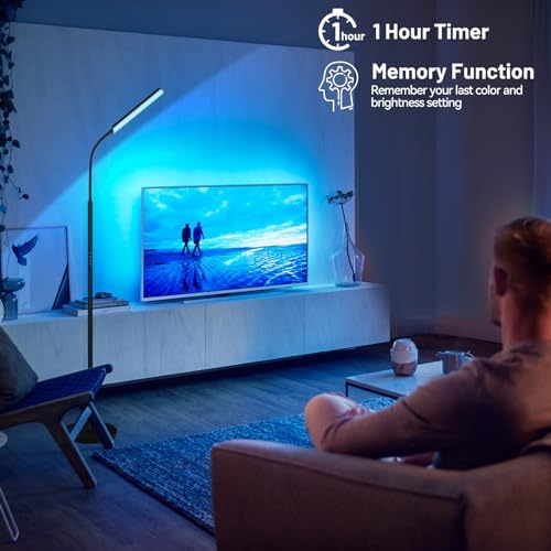 Dimunt LED Floor Lamp, Stepless Adjustable 3000K-6000K Colors, RGB