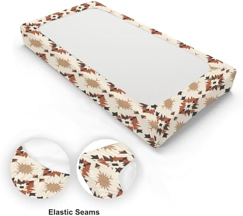 Native American Geometric Pattern Baby Changing Pad Cover, Unisex Western Tribal Nursery Diaper Changing Table Pad Mat Sheet for Boys Girls-16x32