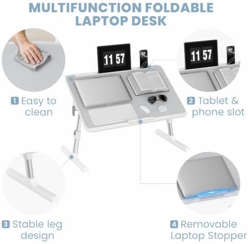 Adjustable Lap Desk, Foldable Laptop Desk for Bed, X-Large Lap Table