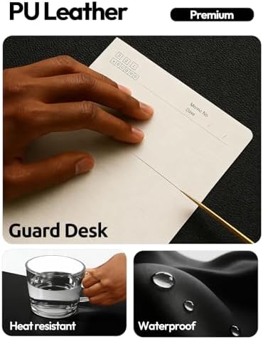 YSAGi Leather Desk Protector, Office Mat, Large Mouse Mat, Non-Slip PU Leather Blotter, Laptop Desk Pad, Waterproof Writing Pad for Office and Home (Black, 47.2" x 23.6")