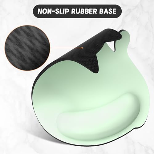 Ergonomic Mouse Pad with Wrist Rest, Cute Cat Memory Foam Padded Pain Relief Non-Slip Wrist Support Mouse Mat for Gaming Work Computer Laptop, Funny Office Supplies Desk Accessory, Lake Green