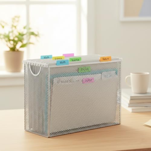 Letter-Size Hanging File Organizer (Silver, with 5 Grey Folders)