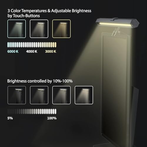 USB LED Lamp for Computer Monitor - Adjustable Brightness & Color Temperature, USB Powered, Matte Graffiti Finish, 40 cm, 5W, Eye-Care, Easy Installation, Perfect for Reading, Laptop, and Study
