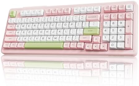 AUSDOM H98 Pink Creamy Mechanical Keyboard, 96% Silent Quiet Wireless Keyboard with Number Pad, Hot Swappable Gaming Keyboard 2.4G/BT/USB-C with RGB Backlit, 8000mAh Battery, 98 Keys for Mac/Win