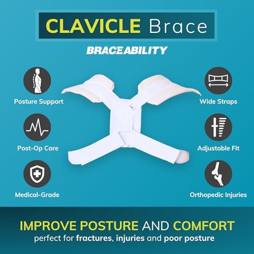 BraceAbility Clavicle Support Brace - Figure 8 Upper Back Brace Posture Corrector for Women and Men, Shoulder Straightener, Kyphosis Relief, Sling for Injuries and Fractures (Small)