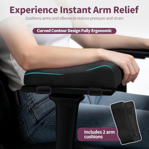 Love&go Office Chair Armrest Pads, Gaming Chair Arm Rest Elbows Pillow (Black)