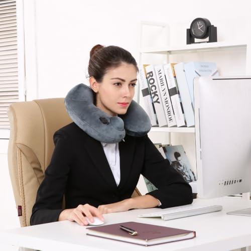 Keemall Inflatable Travel Neck & Shoulder Pillow for Airplanes&Long Trips