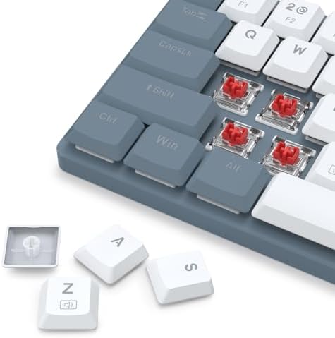 Redragon BS8773 Wireless Keyboard and Mouse Combo, 78 Keys 2.4Ghz Wireless Low-Profile Mechanical Red Switch Keyboard w/Slim Compact Design & Single Blue Backlit, Comfort Grip 2400 DPI Max Mouse