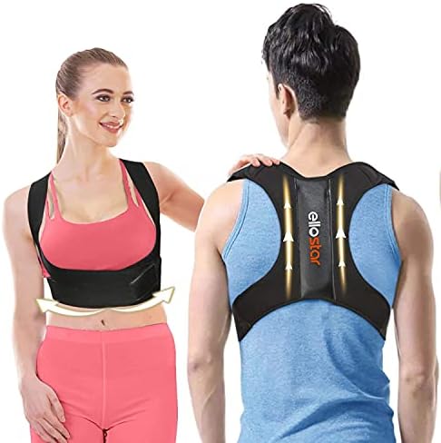 ellostar Back Brace Posture Corrector for Women and Men, Lumbar Shoulder and Back Straightener Posture Improvement Pain Relief (Large) Lower Chest 33 -39 Inch