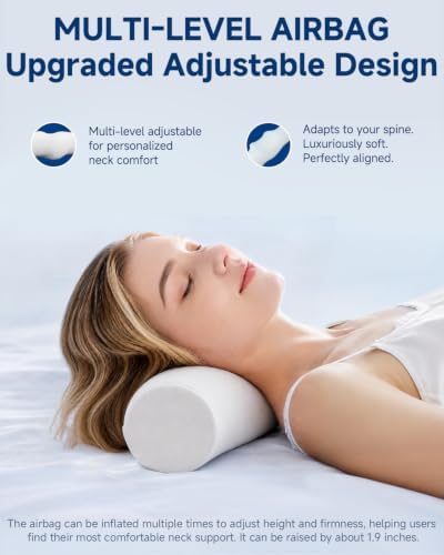 SMDR Cervical Neck Pillow for Pain Relief Sleeping, Memory Foam Neck Roll with Firm Ergonomic Support, Round Bolster for Neck and Shoulder Comfort, Washable Cover, 4.71" x 23.61"