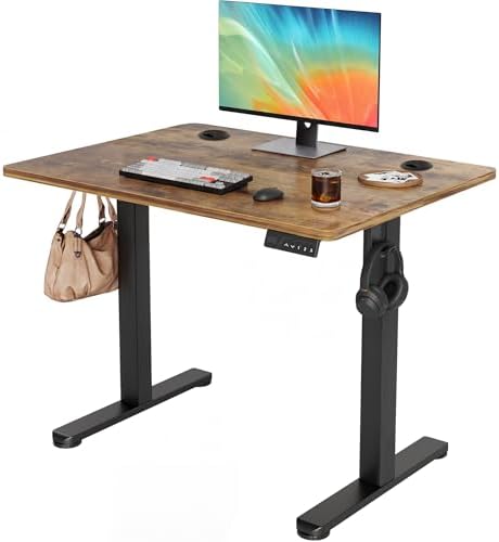 YDN 35 x 20 Inch Rustic Brown Electric Standing Desk