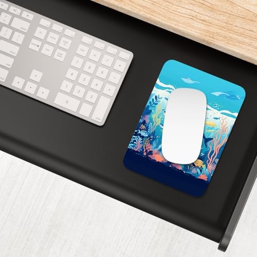Small Mouse Pad, Mini Mouse Pad 6 x 8 Inch, Thick Rubber Waterproof Mouse Mat, Cute Mousepad for Women Men Wireless Mouse Laptops Home Office, Whales