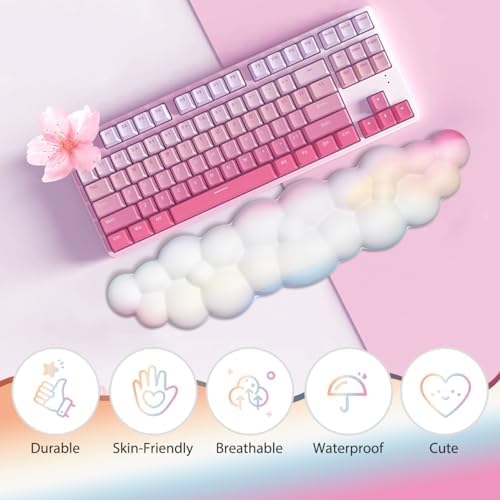JIKIOU Upgrade Leather Cloud Wrist Rest for Keyboard and Mouse & Cup Pad
