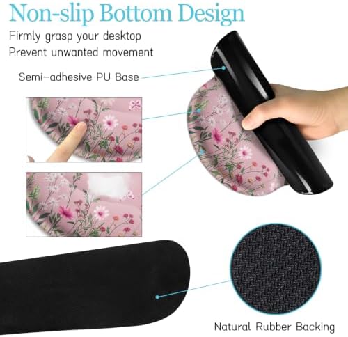 LIMKRIAN Floral Desk Mat Set, Cute Pink Desk Accessories Gifts for Women