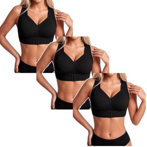 Posture Support Bras For Older Women Front Closure Crossback Wireless Bra Seamless Full Coverage Push Up Bralettes