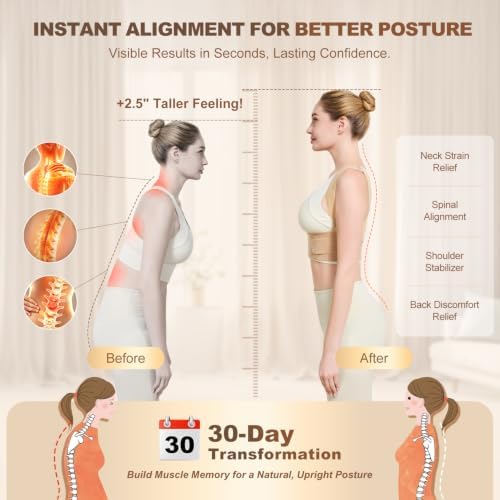 Invisible Posture Corrector for Women Lightweight Adjustable Back Brace for & Upper Back Shoulder Neck Pain Relief - Improve Posture Correct Hunchback Slouching Spine Corrector Under Clothes Small